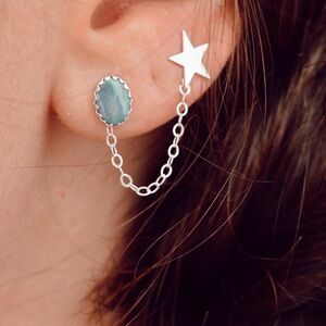 Australian Opal and Star Stud Earrings